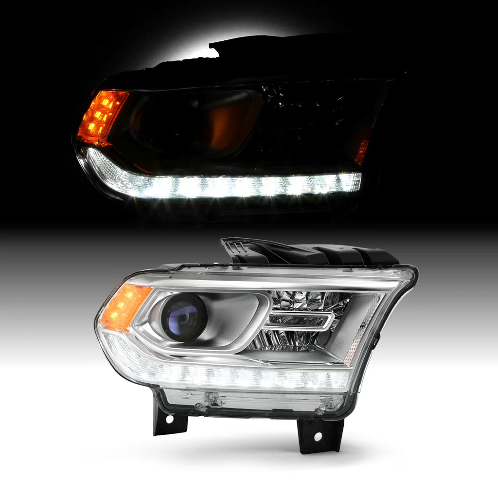 Chrome Bezel Projector Headlight with LED DRL P145