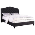 Black Fabric Upholstered Tufted King Platform Bed W553839