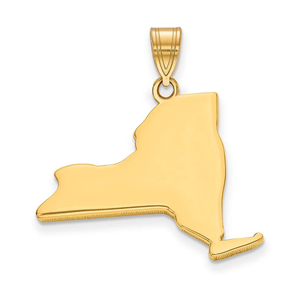 14k Yellow Gold New York State Pendant Charm G3246