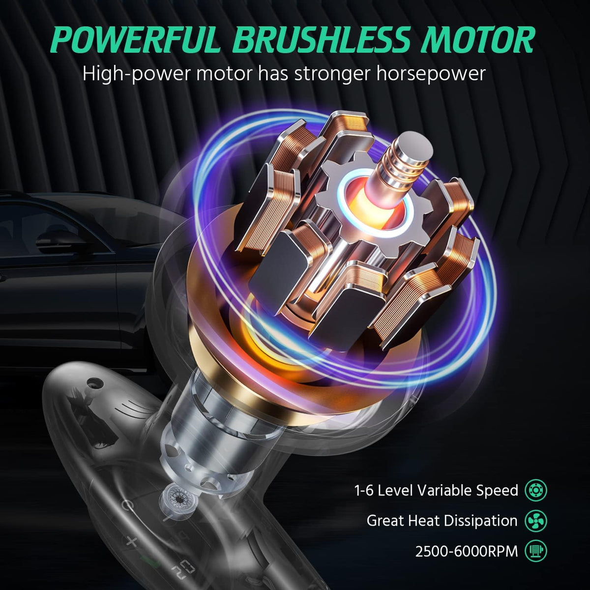 Cordless 4 inch Car Polisher with Touchscreen, 6 Speeds, Paste Wax & Pads, Pack of 2 V314596