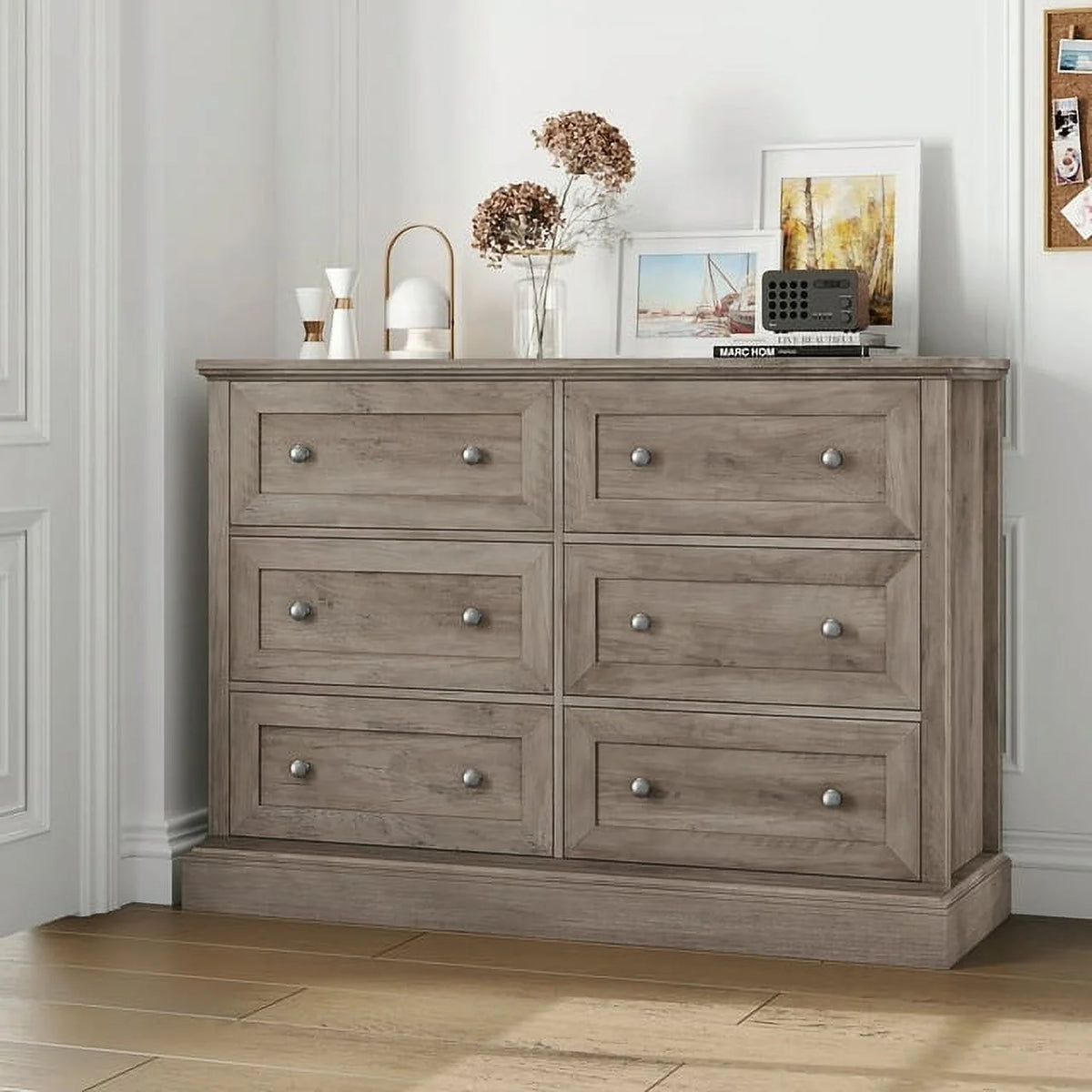 White 6 Drawer Double Dresser O41477