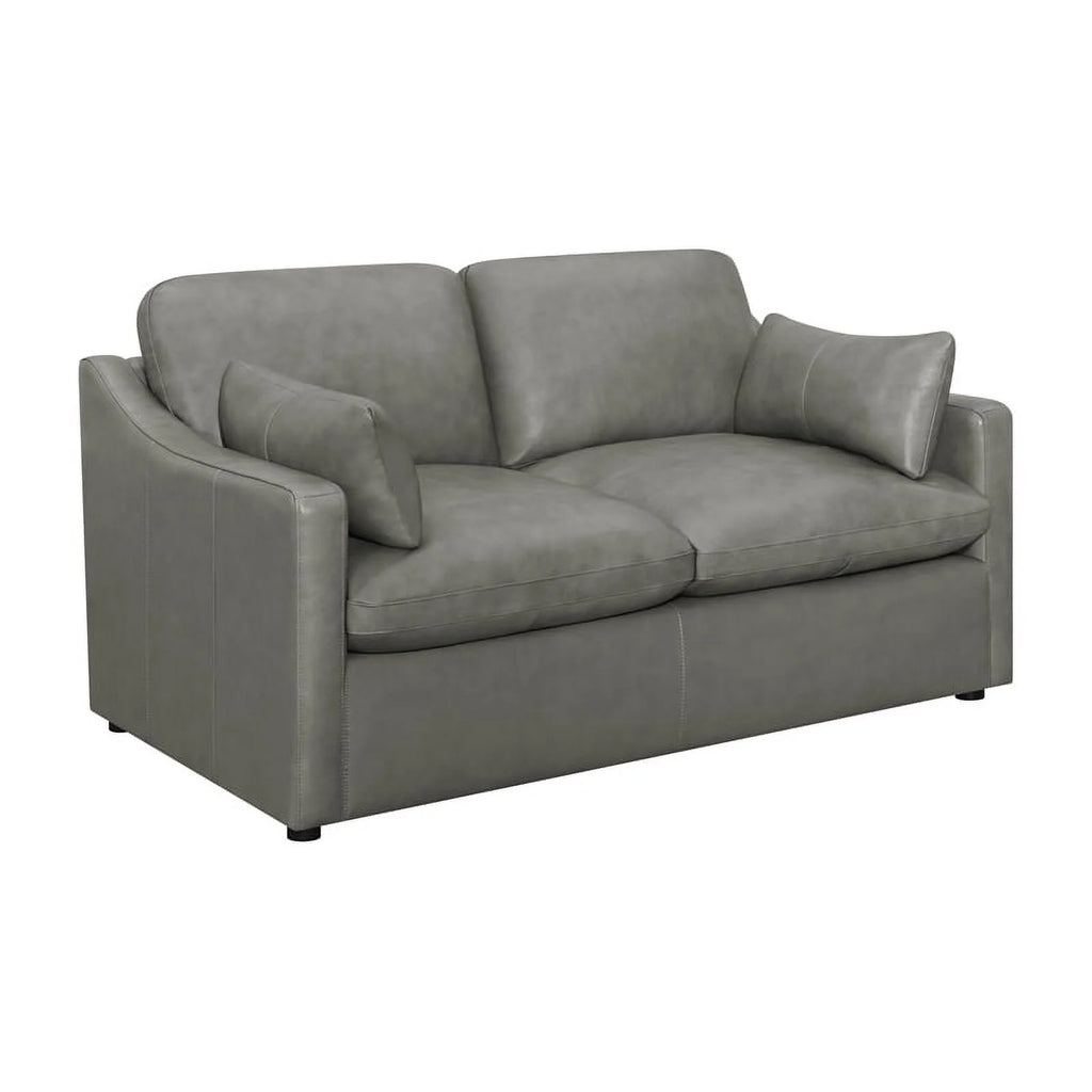 Gray Leather Upholstered Sofa Set S930