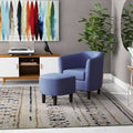 Blue Linen Barrel Chair and Ottoman M790663