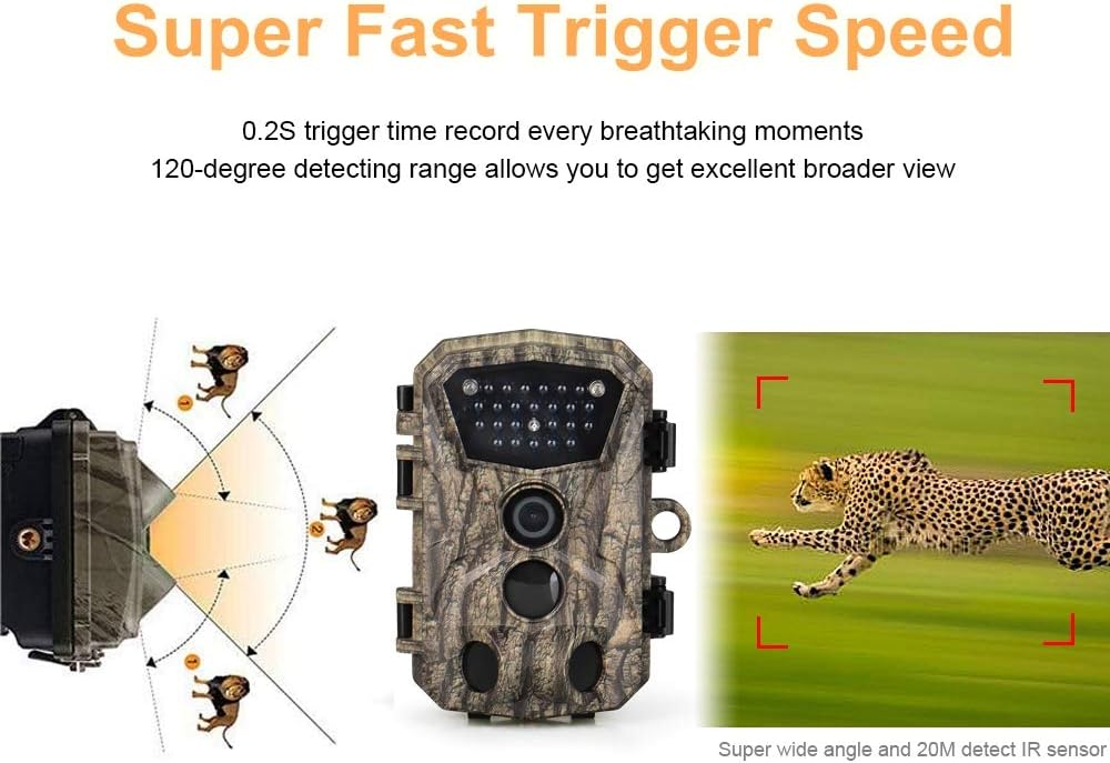 Mini Trail Camera 1080P HD Waterproof Wildlife Scouting Hunting Cam with 120° Wide Angle Lens and Night Vision 2.4” LCD IR LEDs 18MP IP66 N455261