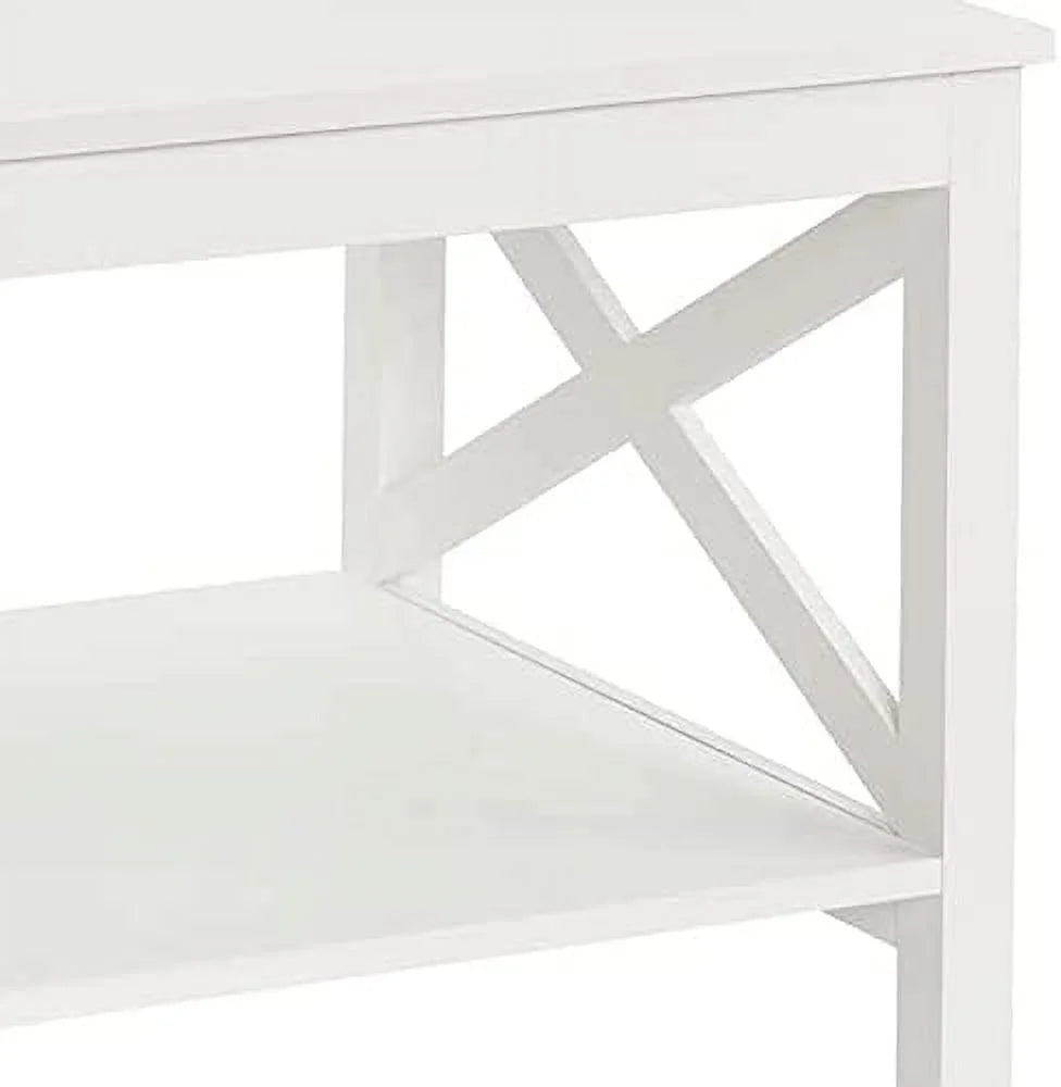 White Wood Coffee Table with Shelf D29506