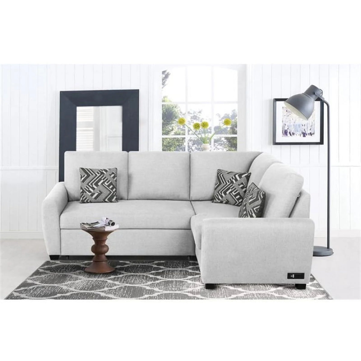 Ivory Convertible Sofa U649392