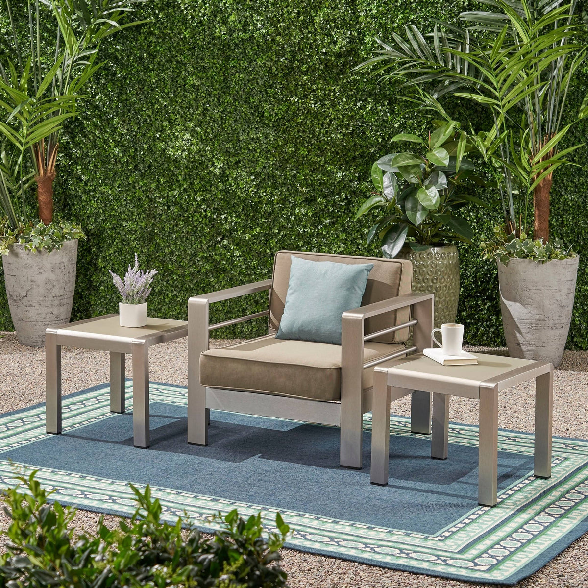 Gray Aluminum Patio Side Table X582