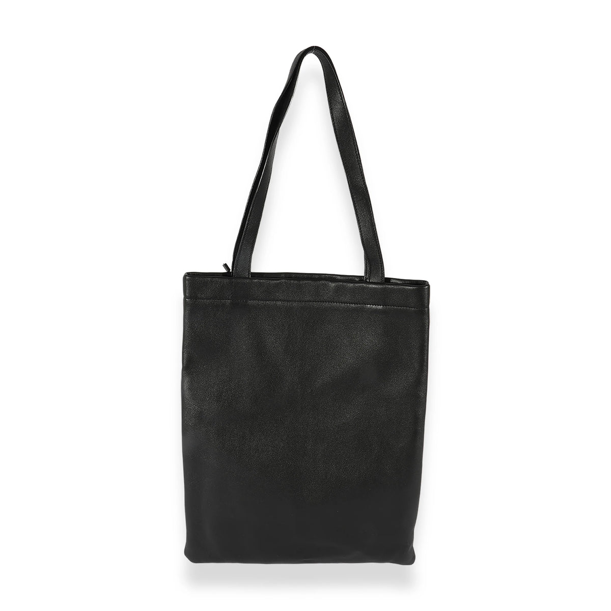 Black Calfskin Flat Shopping Tote G5830