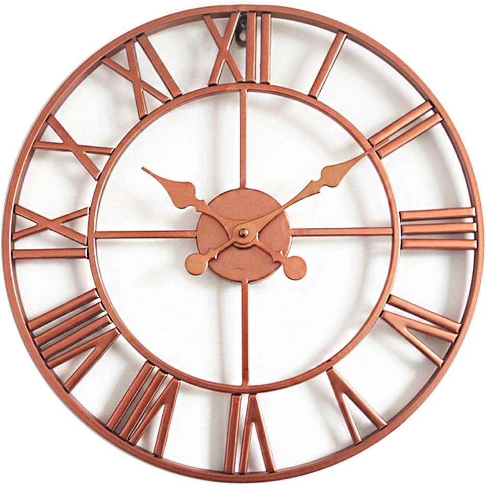 Black 16 in Roman Numerals Metal Skeleton Wall Clock W46308