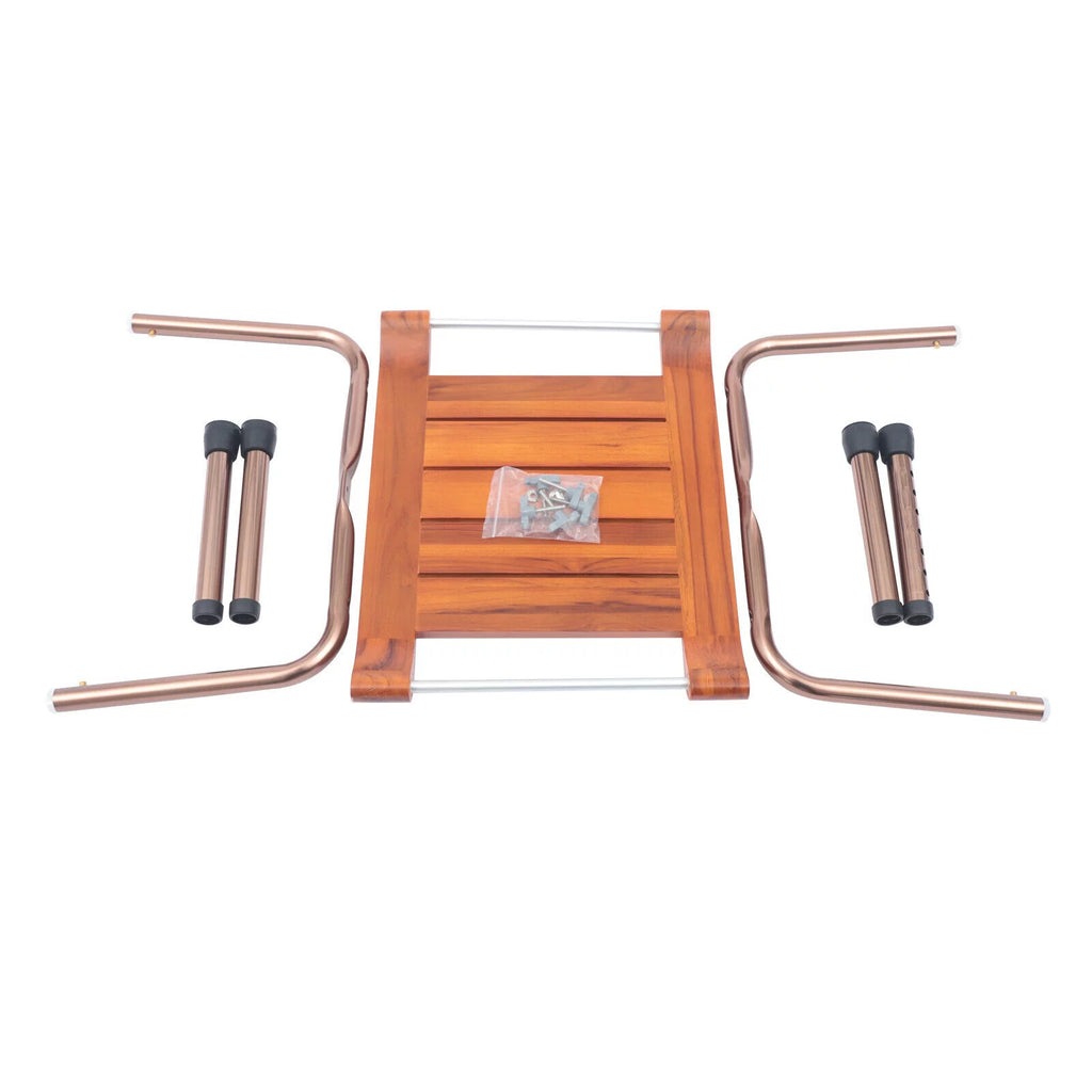 Teak Shower Stool Non-Slip Adjustable S893901