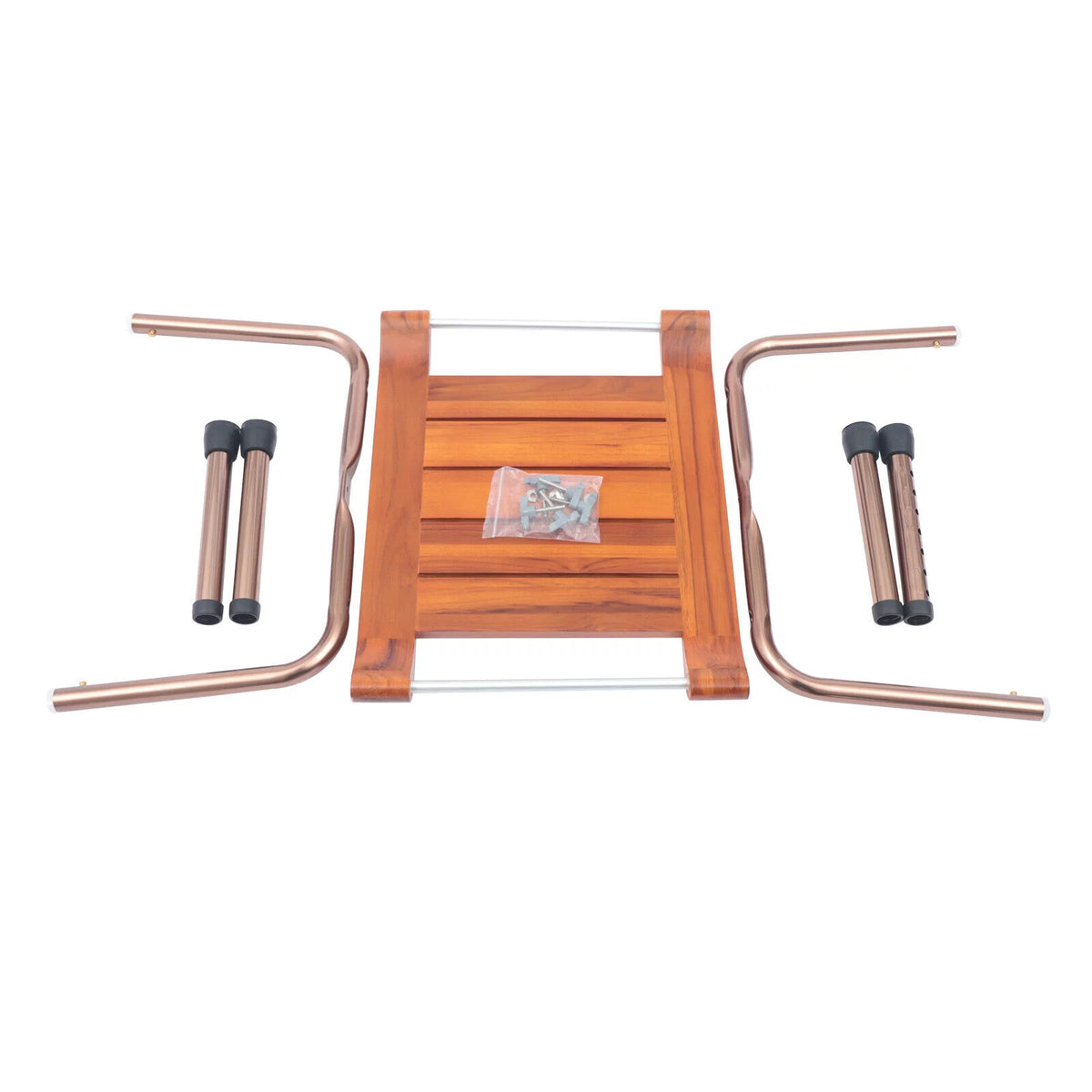 Teak Shower Stool Non-Slip Adjustable S893901