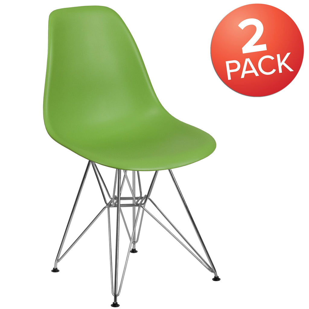 Green Plastic Chair with Chrome Base Q597