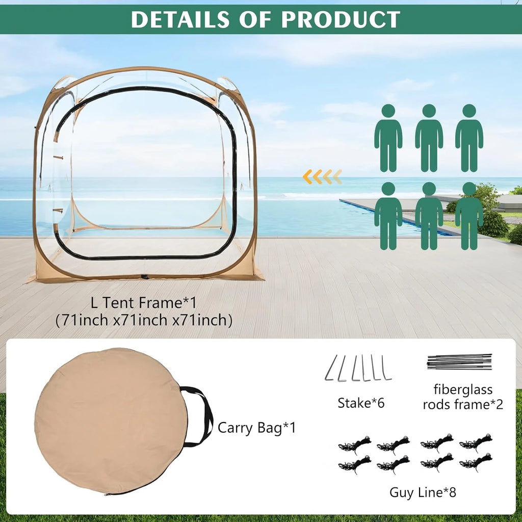 Pop-Up Tent with Removable Top Cover and Mesh Windows X404278