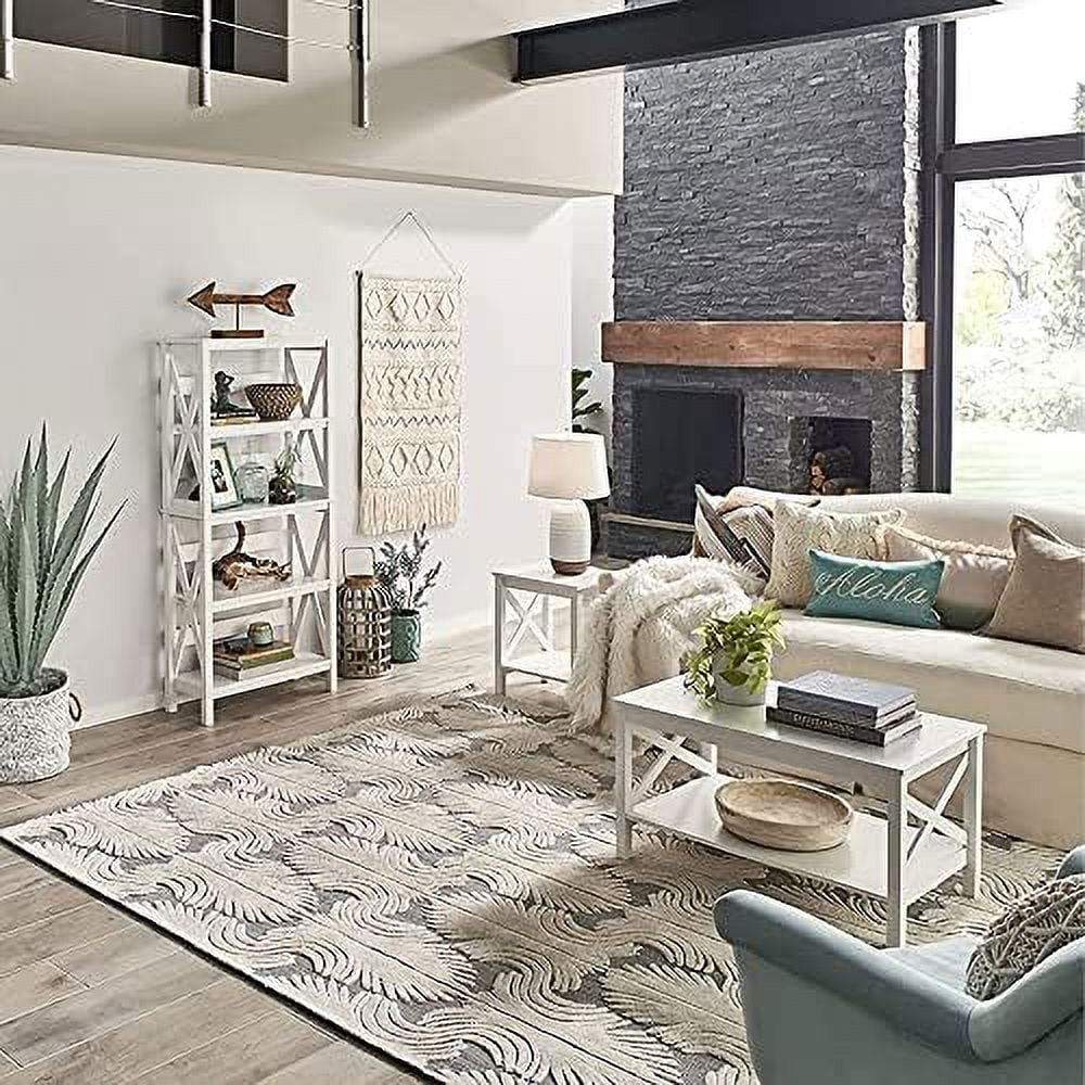 White Wood Coffee Table with Shelf D29506