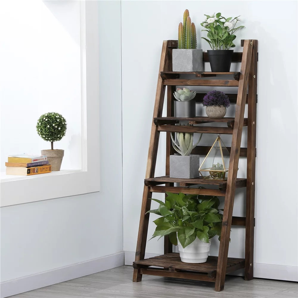 4 Tier Foldable Wooden Plant Stand Z49101