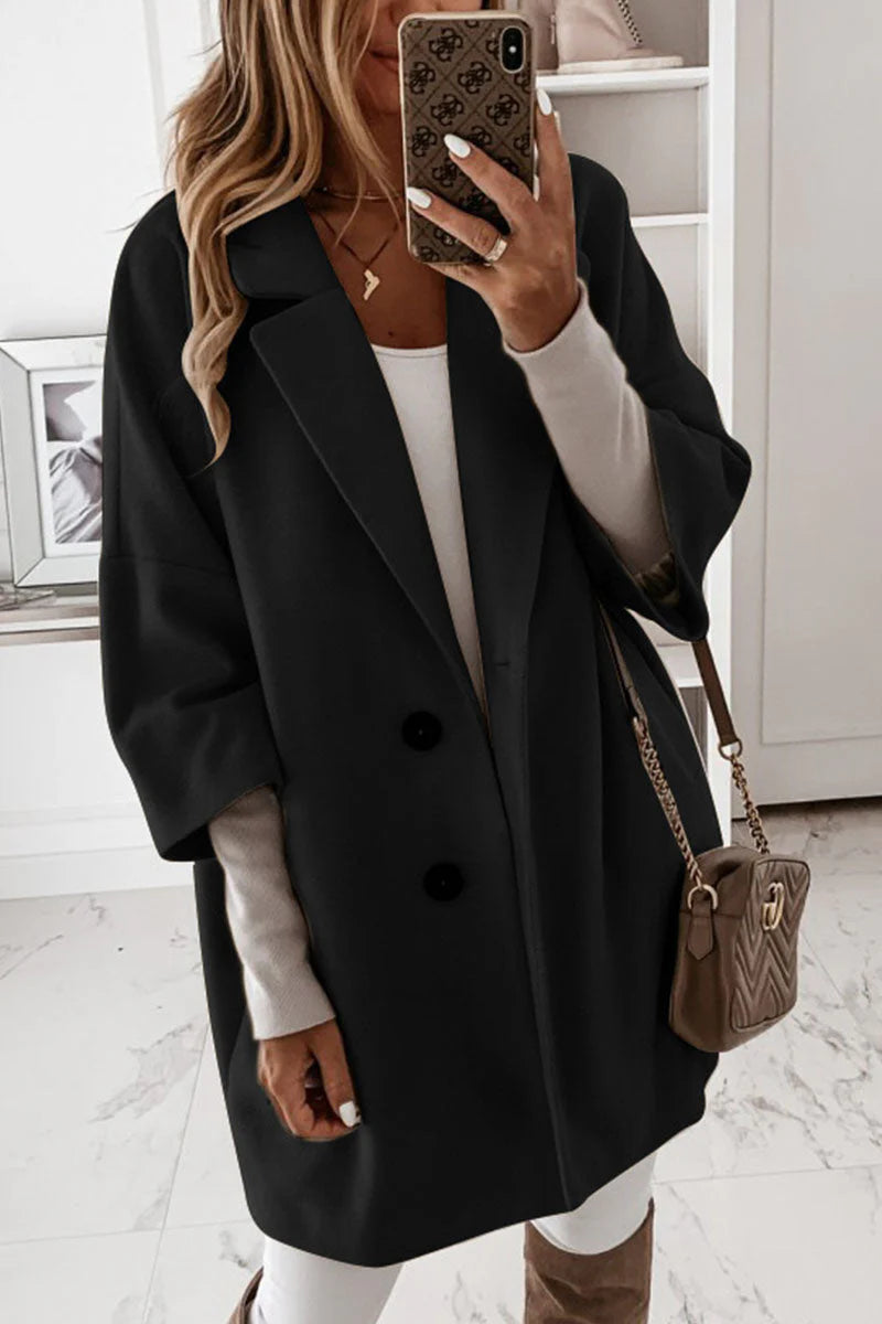 Solid Turn-back Collar Outerwear Z702