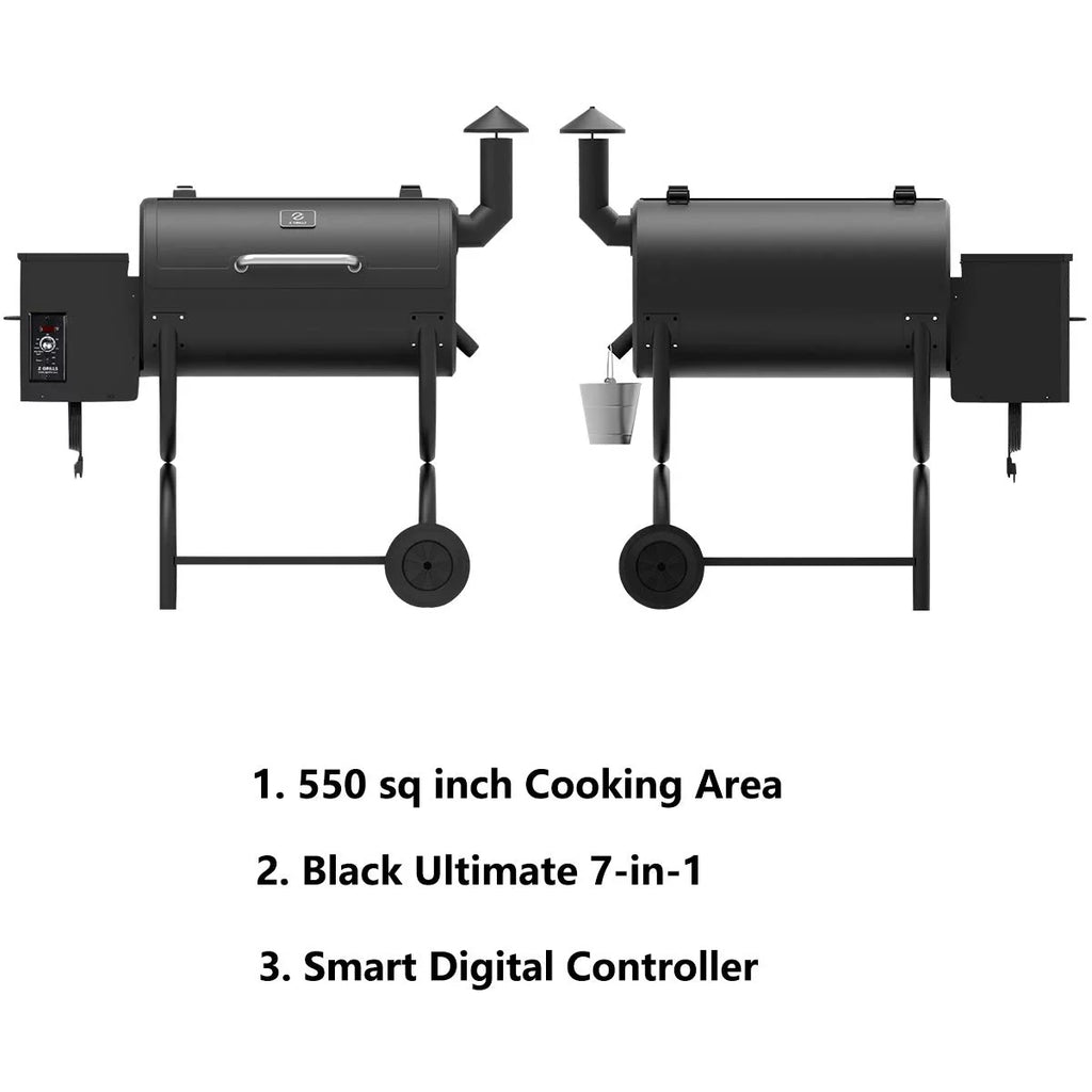 Wood Pellet Grill & Smoker 8 in 1 Black I656585