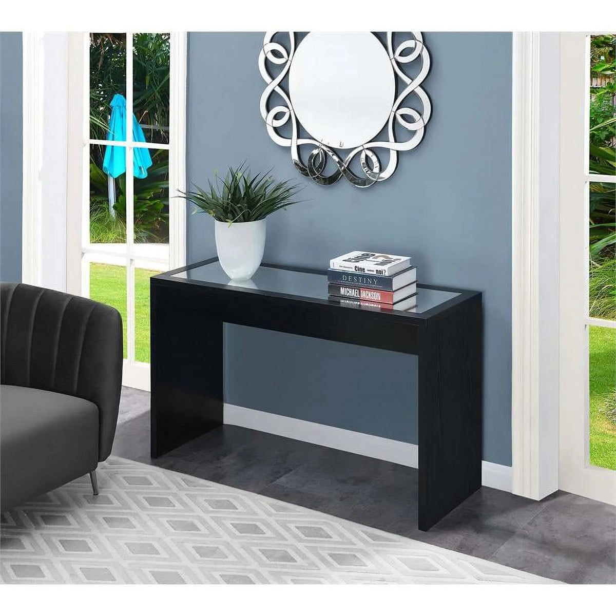 Black Mirrored Console Table U548