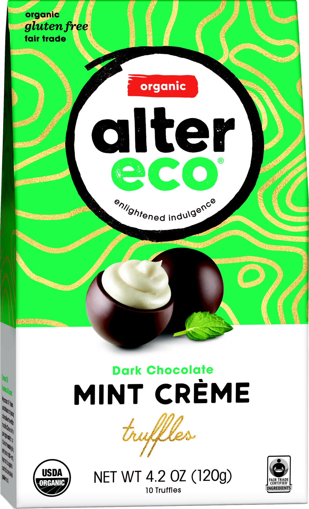 Mint Creme Organic Chocolate Truffles 10 Ct. Pack Of 8 Y632
