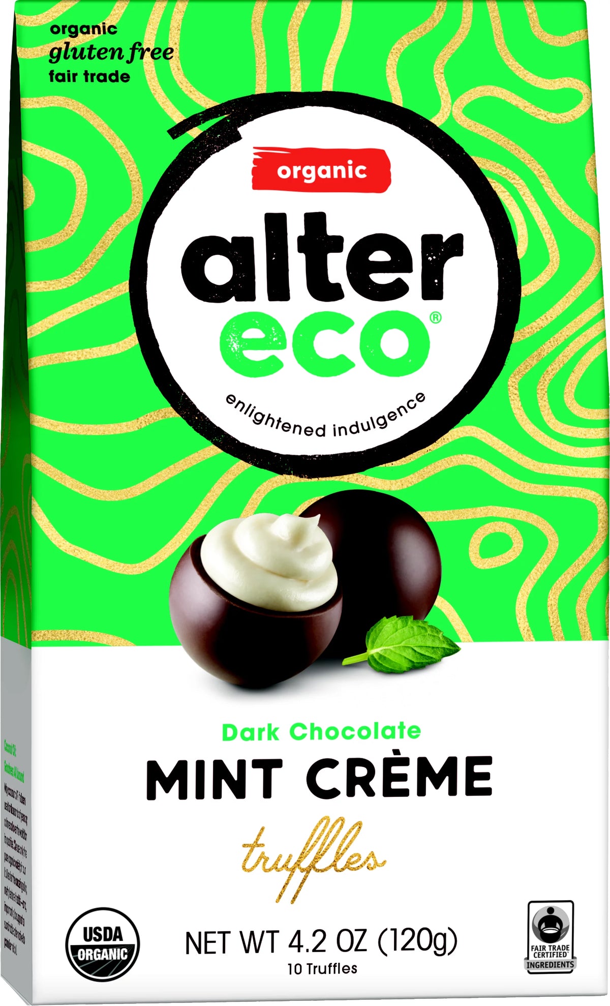 Mint Creme Organic Chocolate Truffles 10 Ct. Pack Of 8 Y632