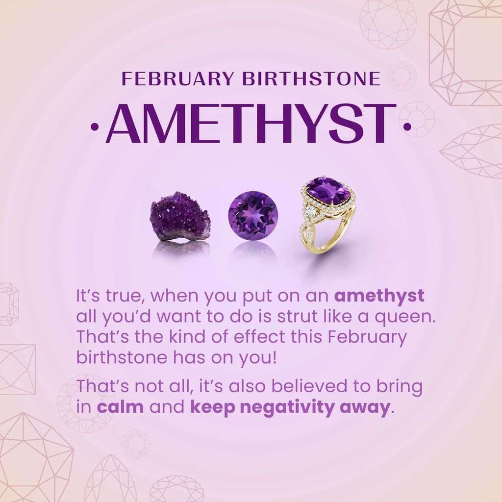 Natural 2.2 Ct. Amethyst with Diamond Halo Ring in 14K Rose Gold L5946