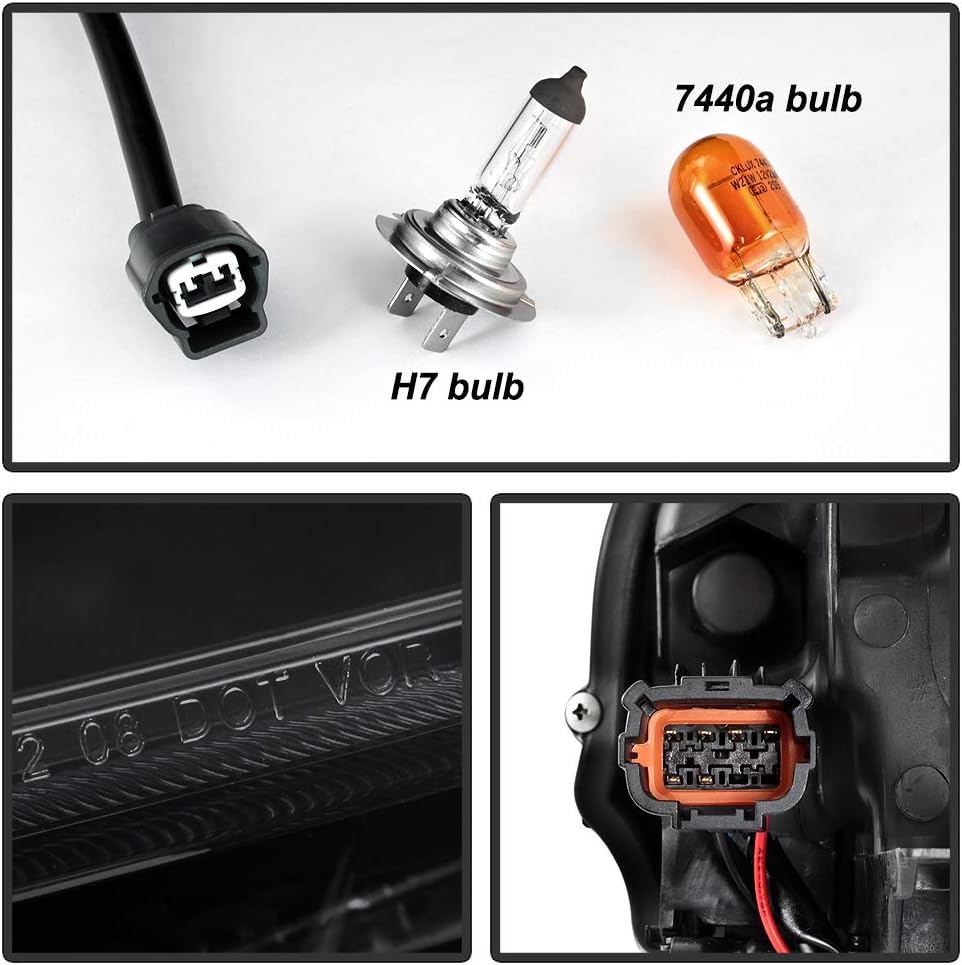 Black Smoke LED Tube Sequential Signal DRL Headlights G78356