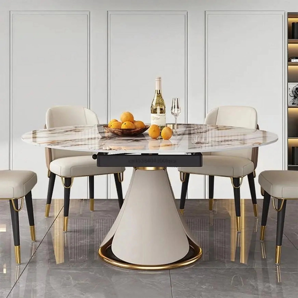 Round Marble Dining Table Set 6 Chairs S66133