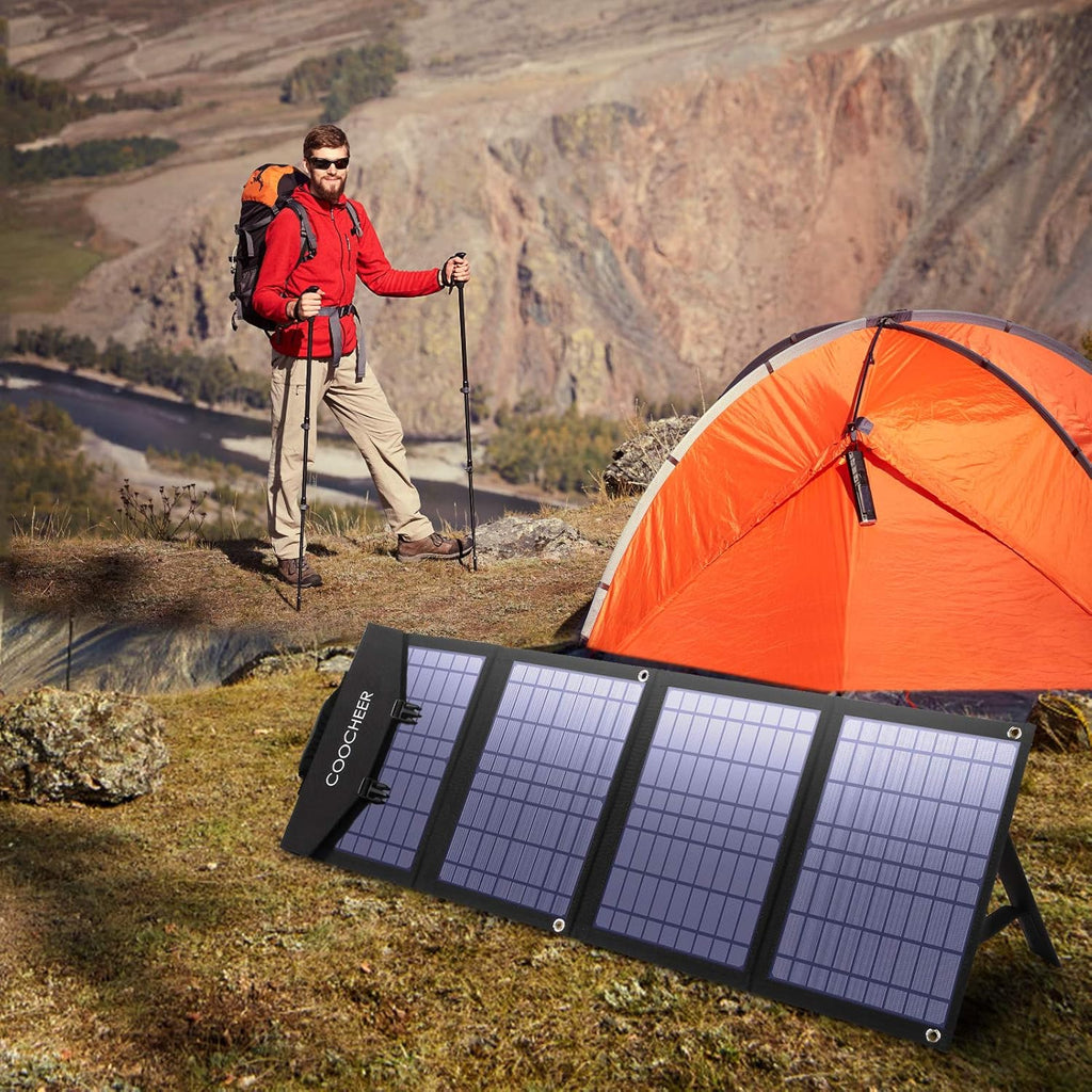 Solar Panel 120W, 12-18V Portable Foldable Solar Panel Kit with 2 USB Ports & 1 DV Port L7050