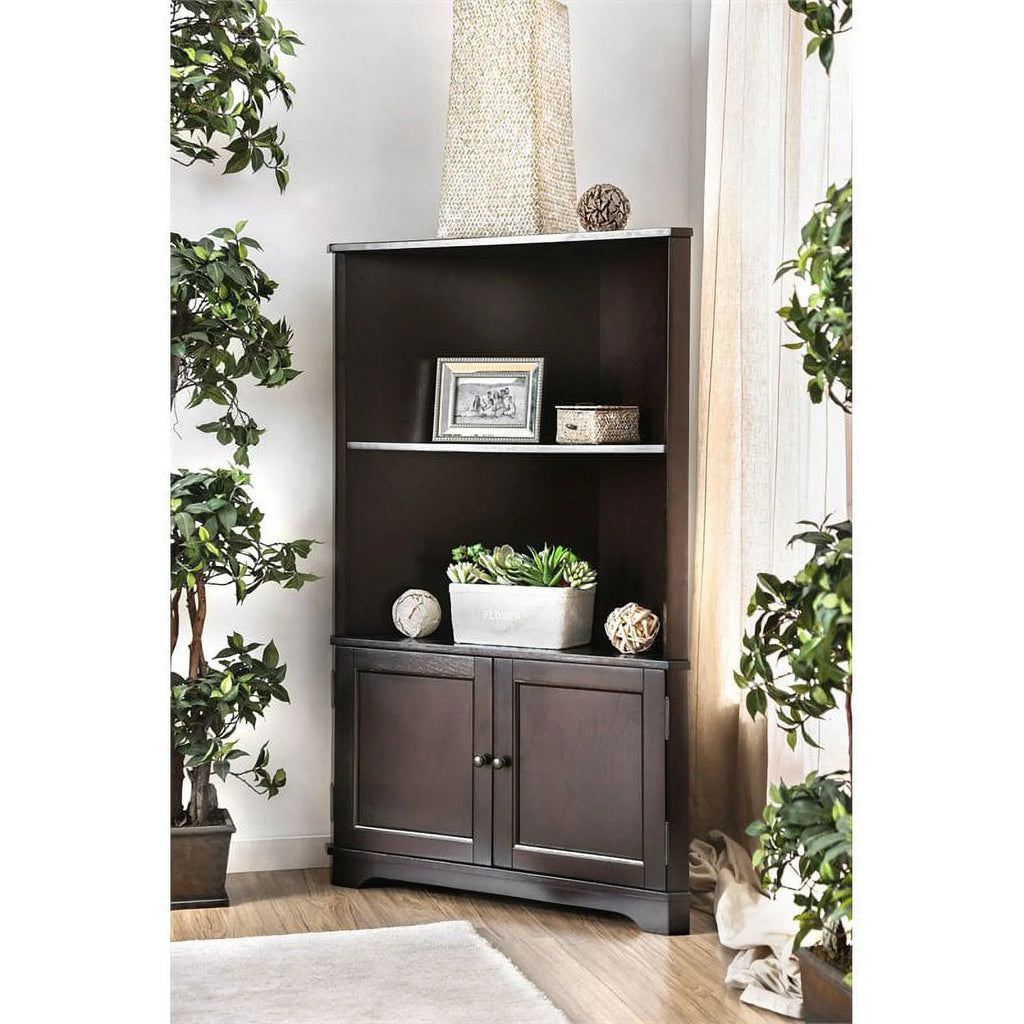 Espresso Wood Corner Bookshelf T734185
