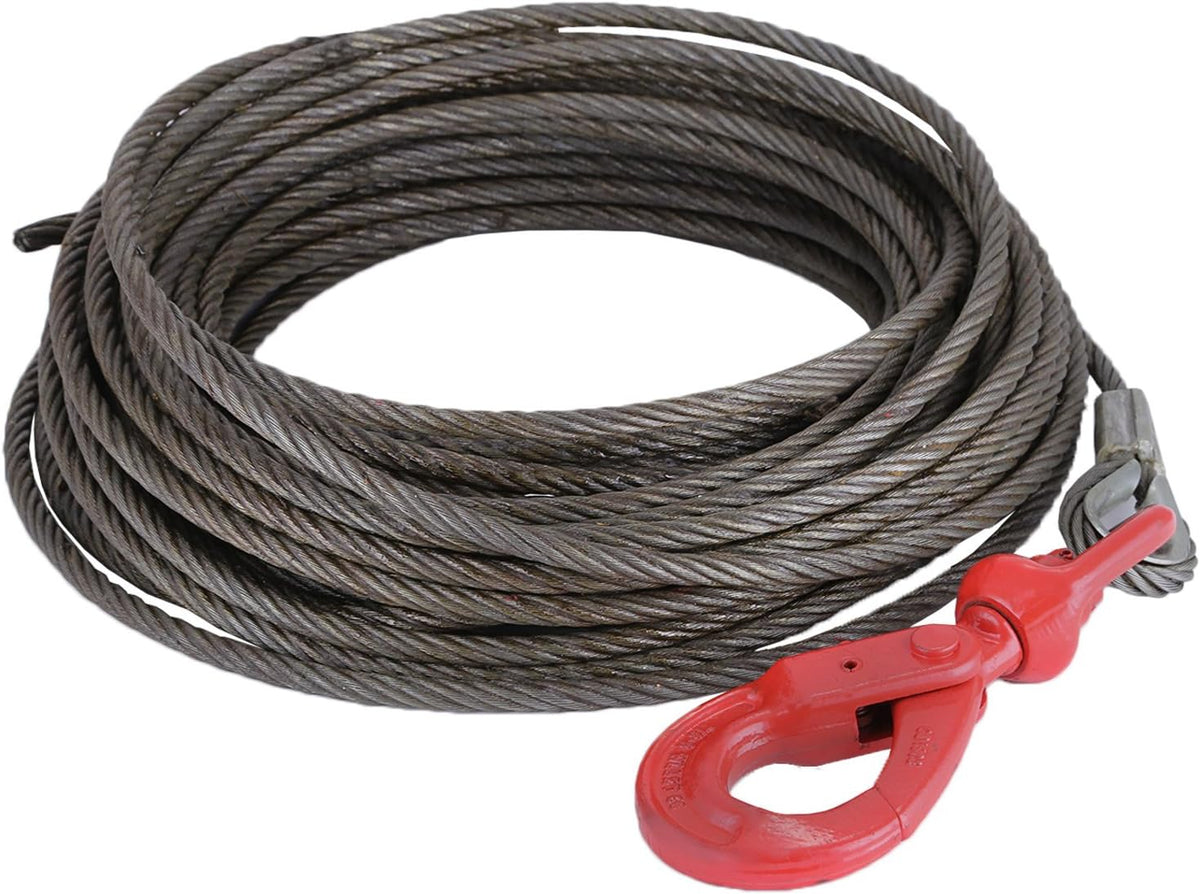3/8" x 50' Wire Rope Winch Cable with Swivel Hook, Pack of 2 Y566