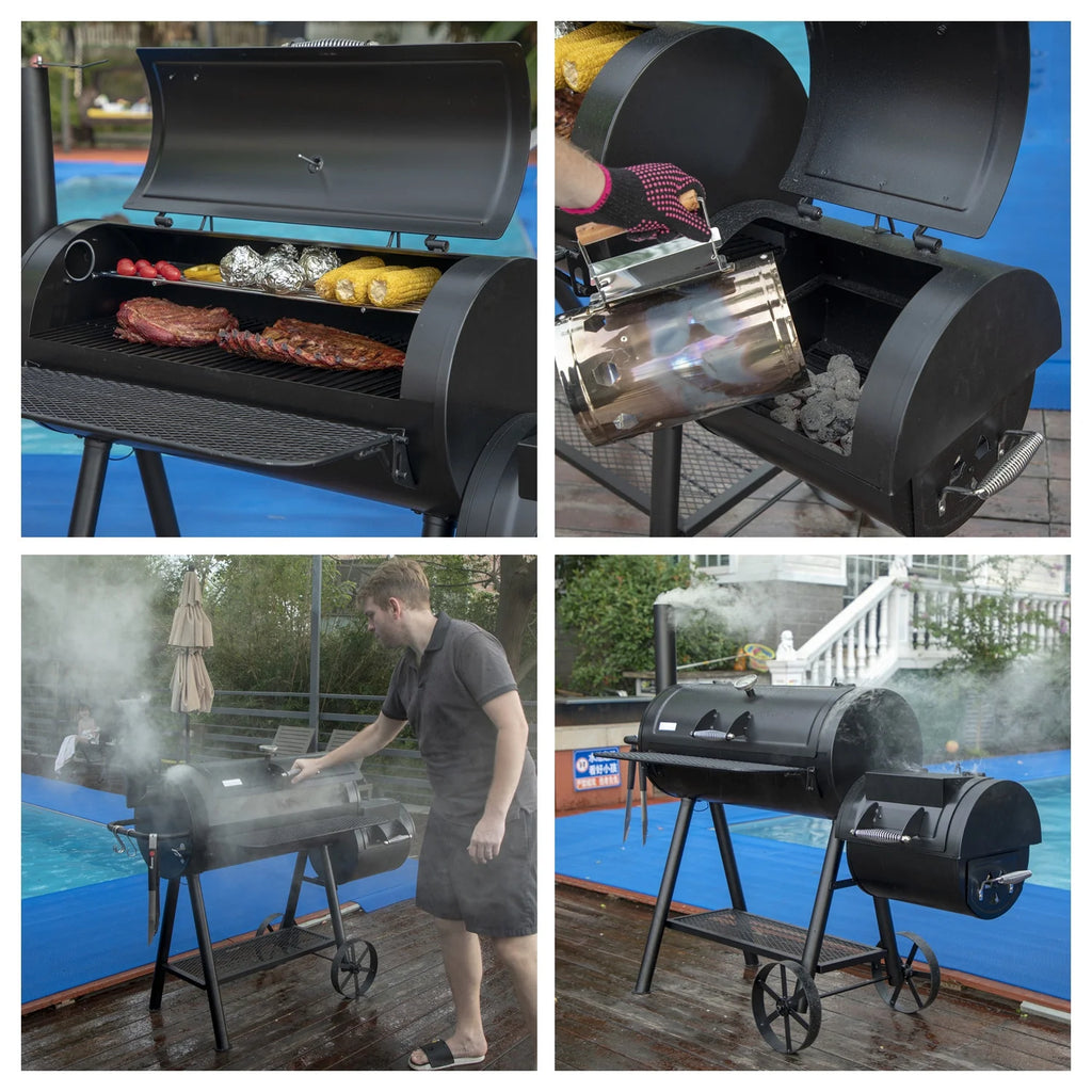 Charcoal Grill with Offset Smoker Black D5511