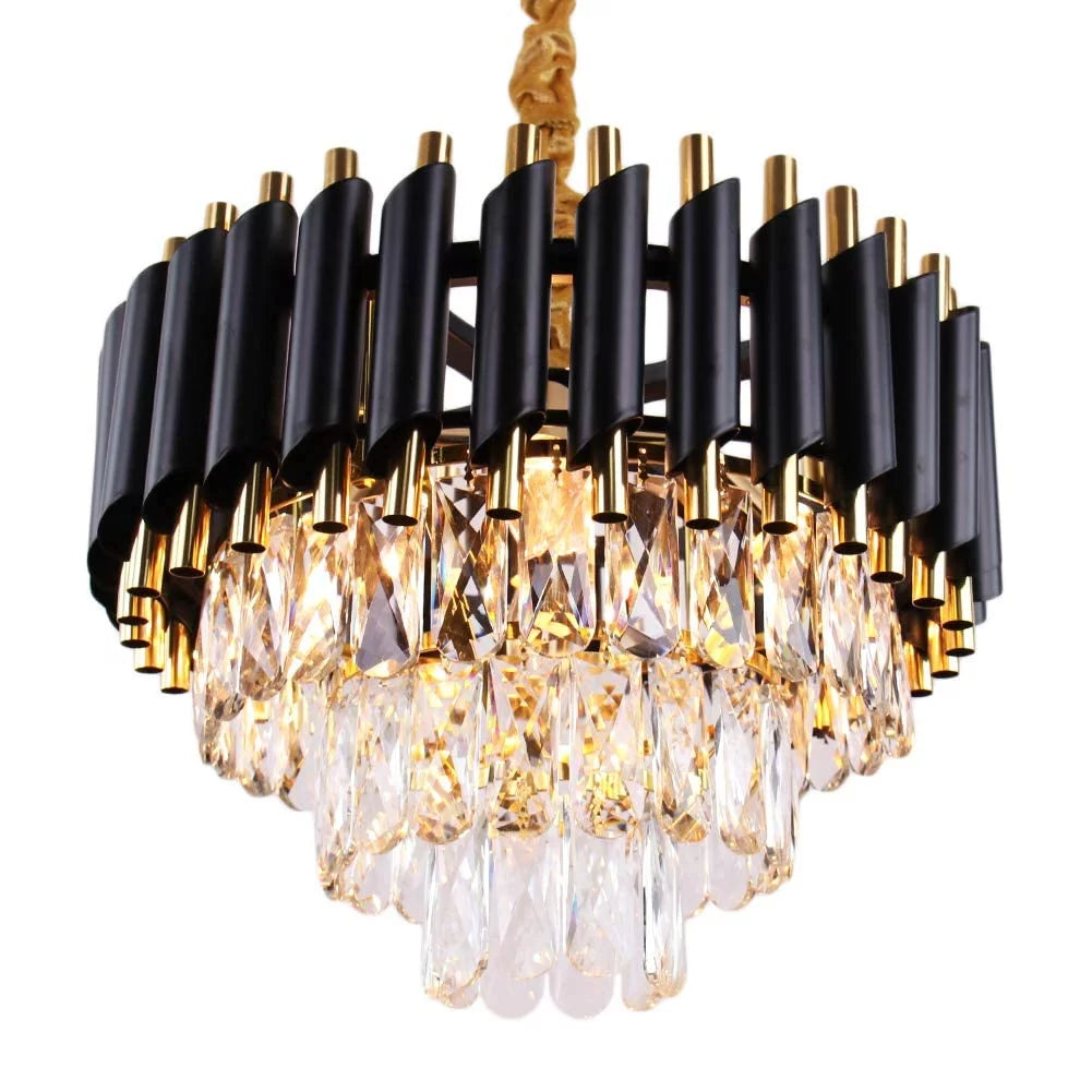 Black 3-Tier Crystal Chandelier L7488