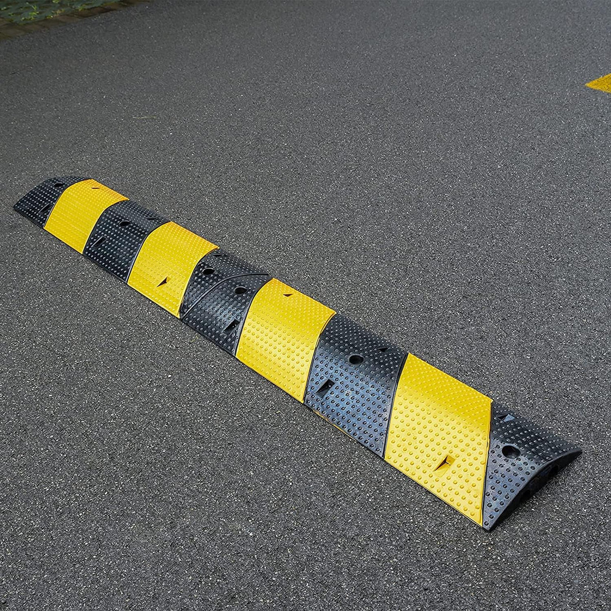 Driveway Speed Bumps 1 Pack 2-Channel 3FT Modular Traffic Rubber Speed Bump Heavy Duty Cable Protector Ramp with 3 Bolts W587
