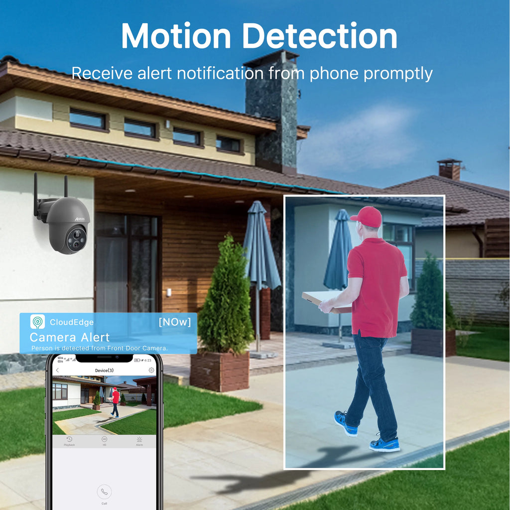 Wireless Solar Security Camera with 360° View, 2K, Color Night Vision P37455