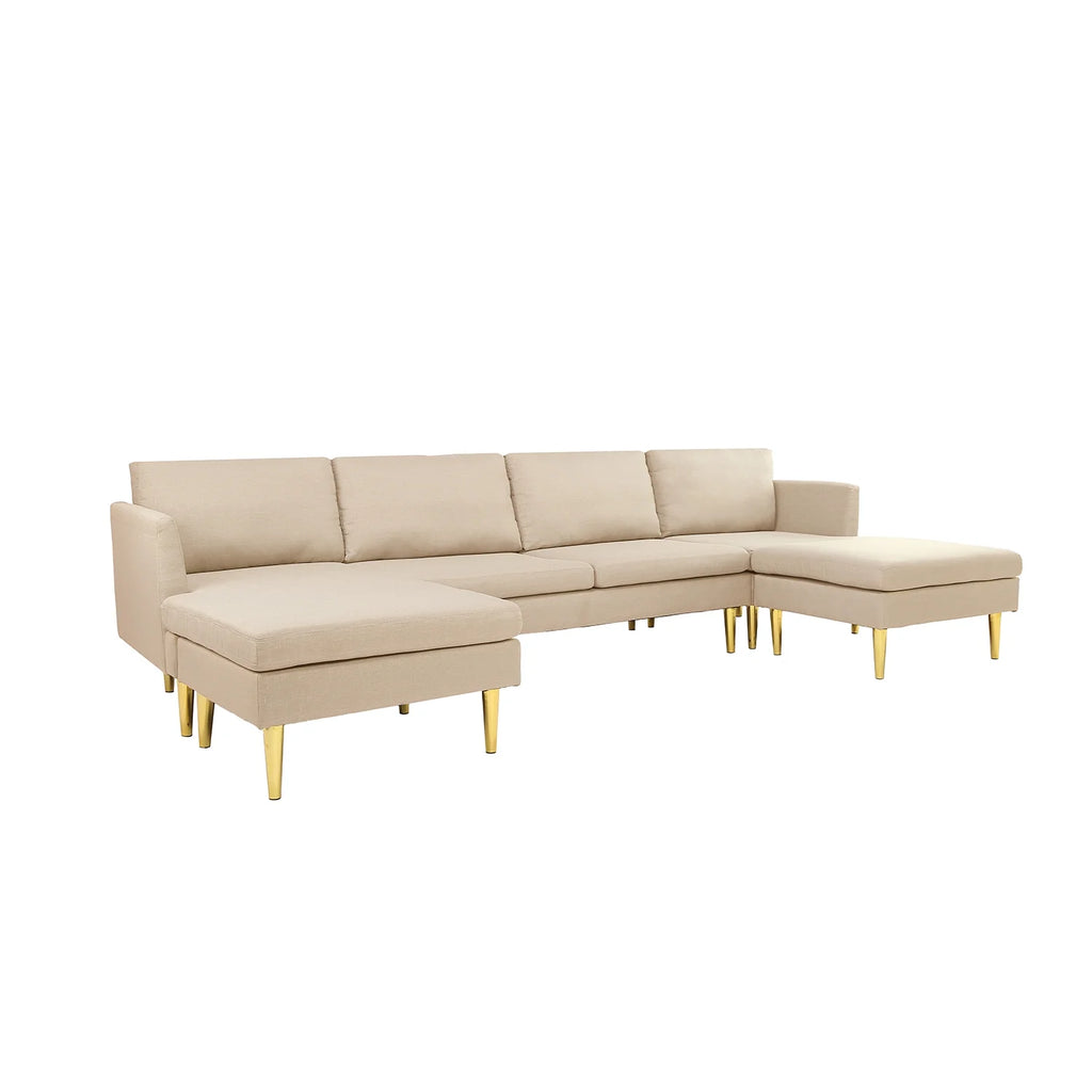 Modern Convertible Polyester Sectional Sofa with Ottoman C30458