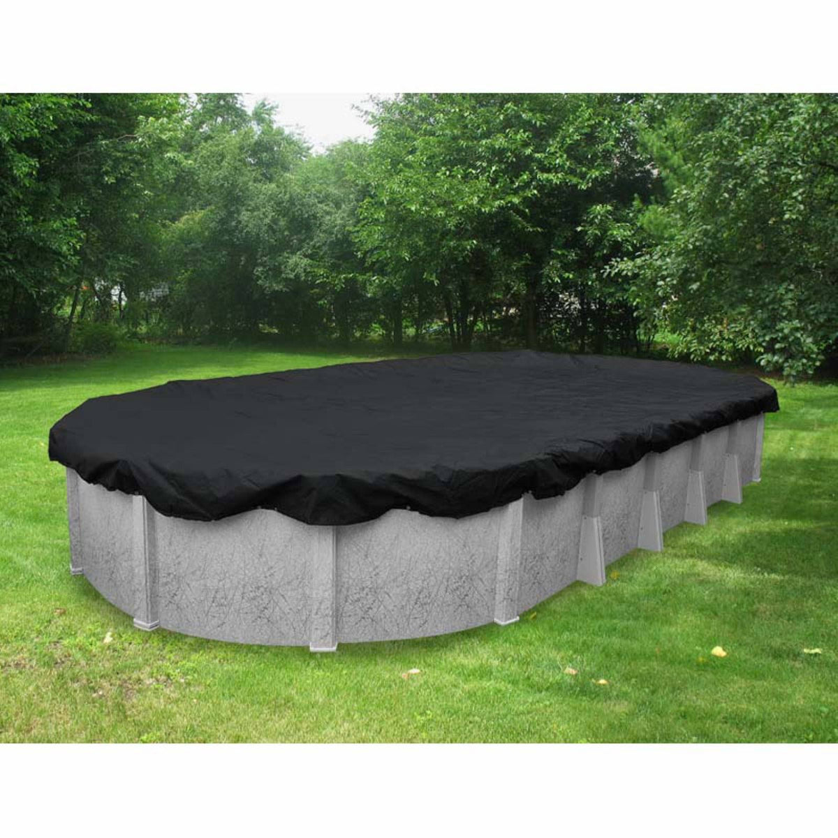Black Mesh Heavy-Duty Winter Cover for Oval Above-Ground Swimming Pools I9786