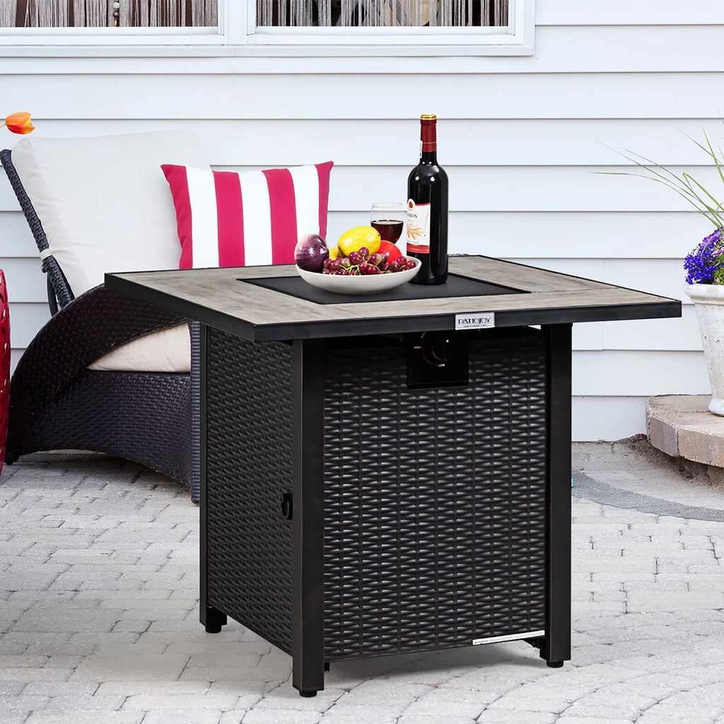 30'' Square Propane Gas Fire Pit Table 50,000 BTU with Cover Y70348