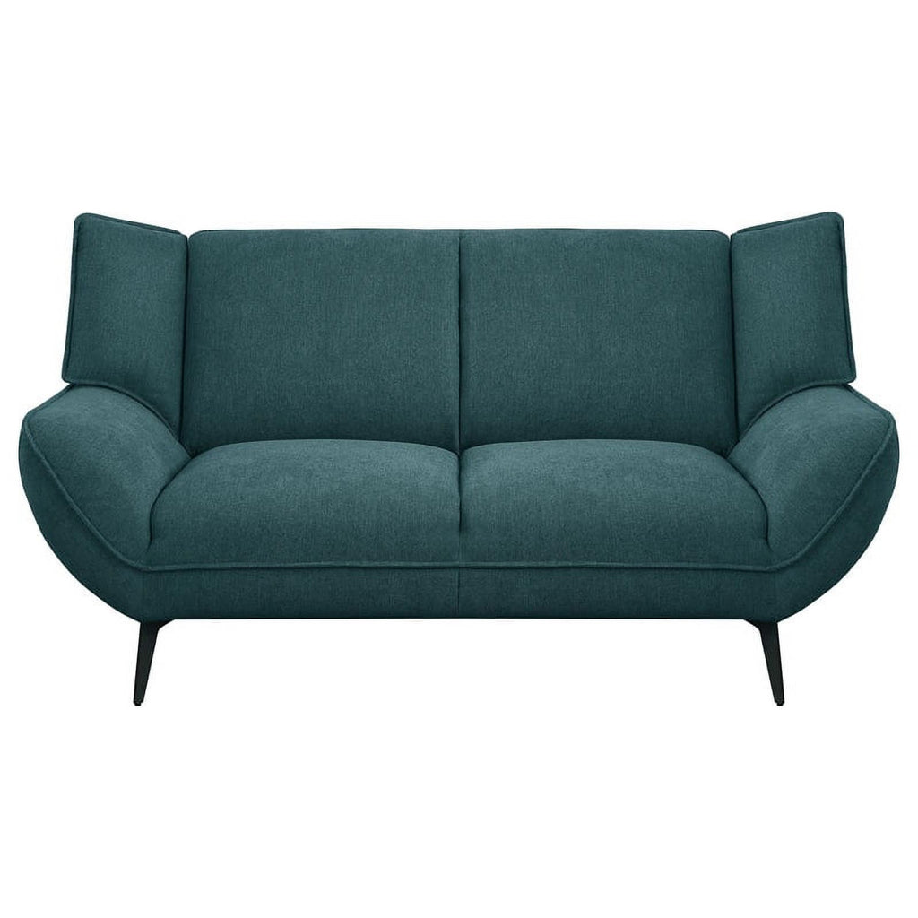 Teal Fabric Upholstered Wing Back Loveseat Z7846