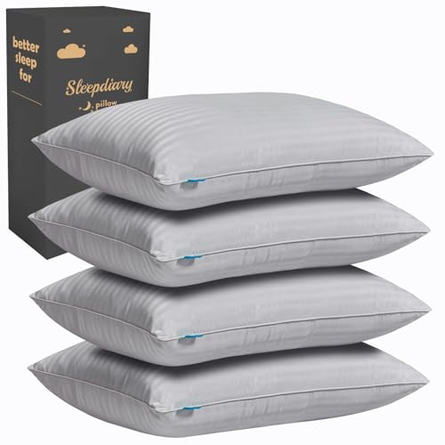 Queen Size Set of 2 Gray Down Alternative Pillows T8429