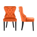 Orange Velvet Dining Chairs Set of 2 D6947