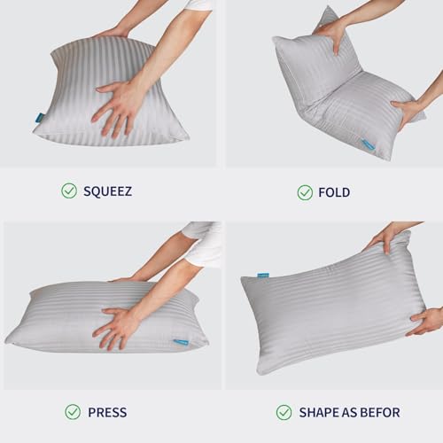 Queen Size Set of 2 Gray Down Alternative Pillows T8429