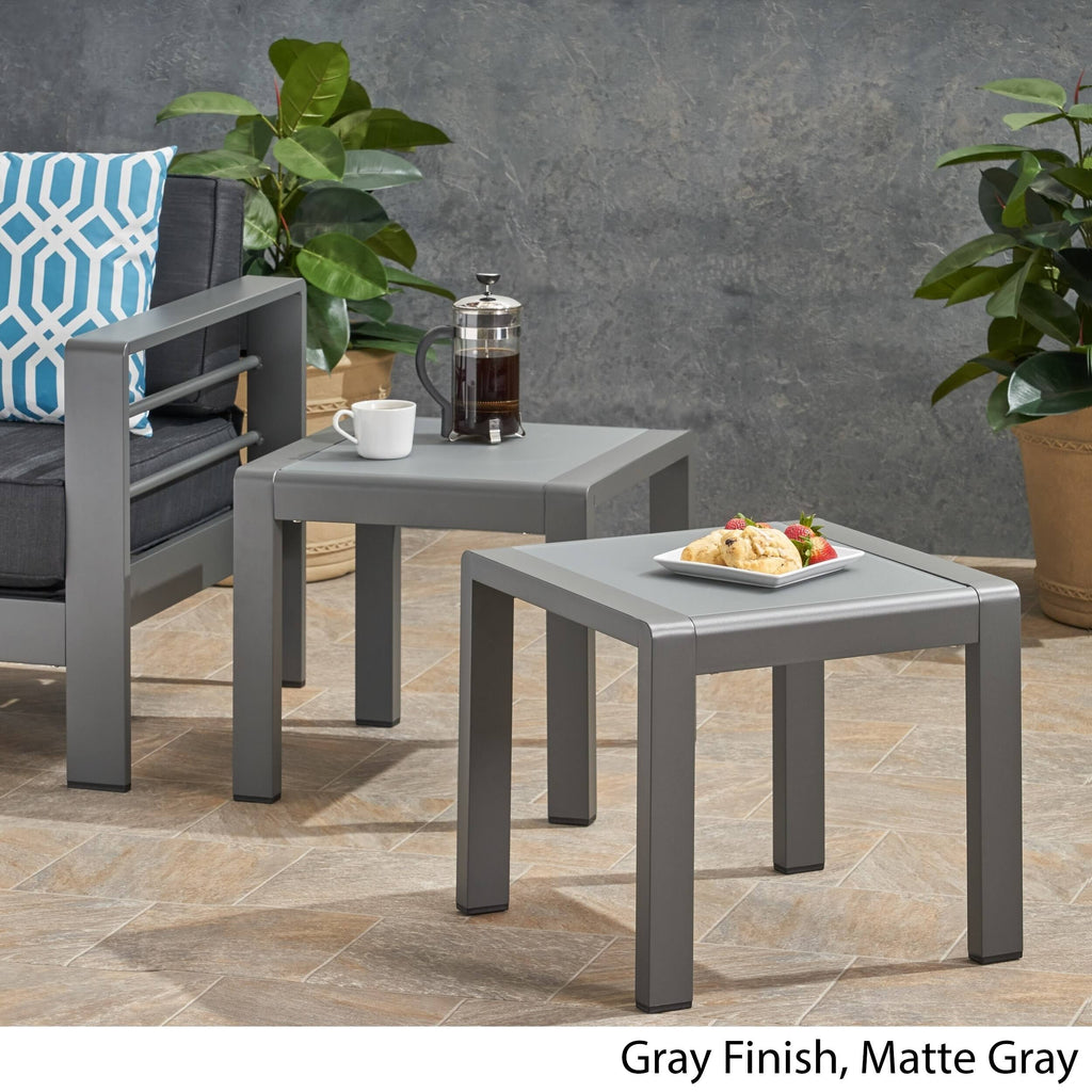 Gray Aluminum Patio Side Table X582
