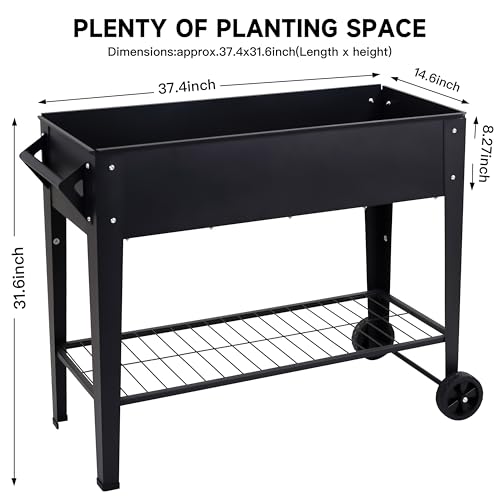 32" Raised Garden Bed with Wheels & Shelf T607