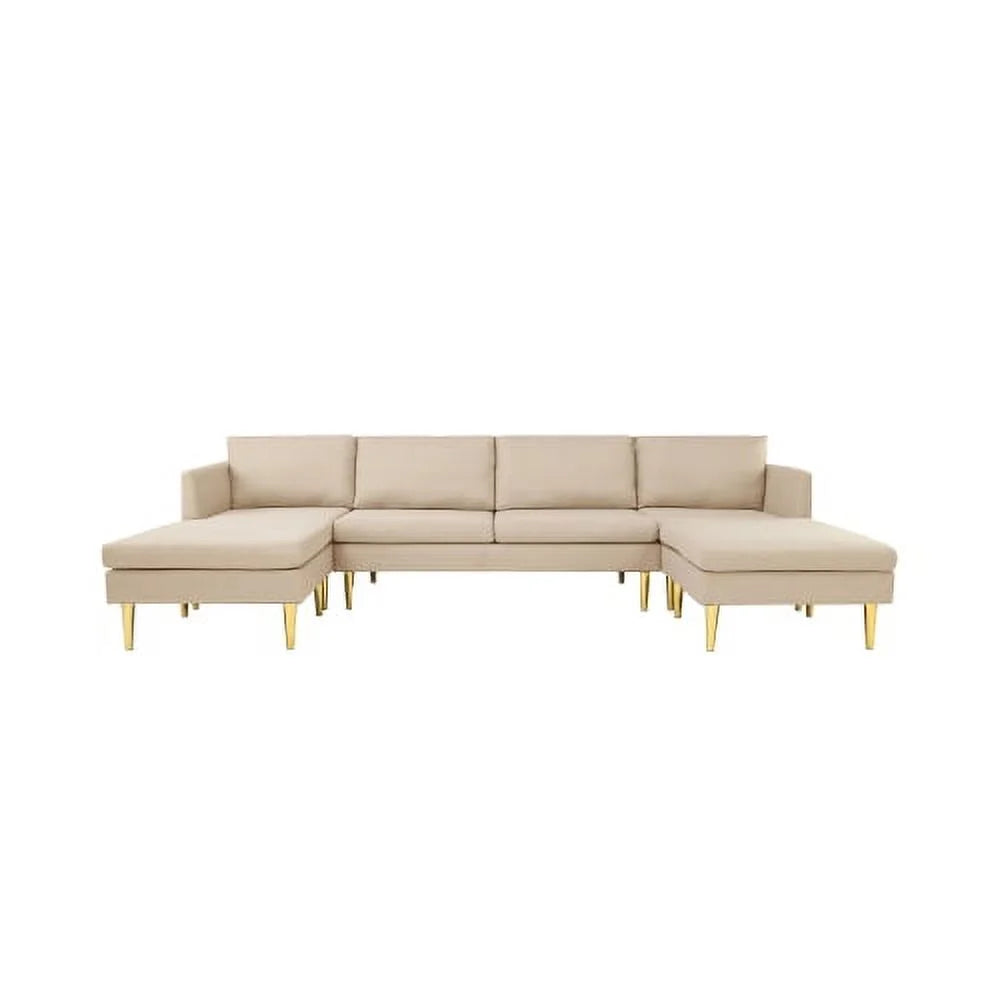 Modern Convertible Polyester Sectional Sofa with Ottoman C30458