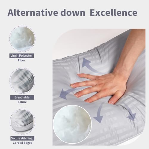 Queen Size Set of 2 Gray Down Alternative Pillows T8429