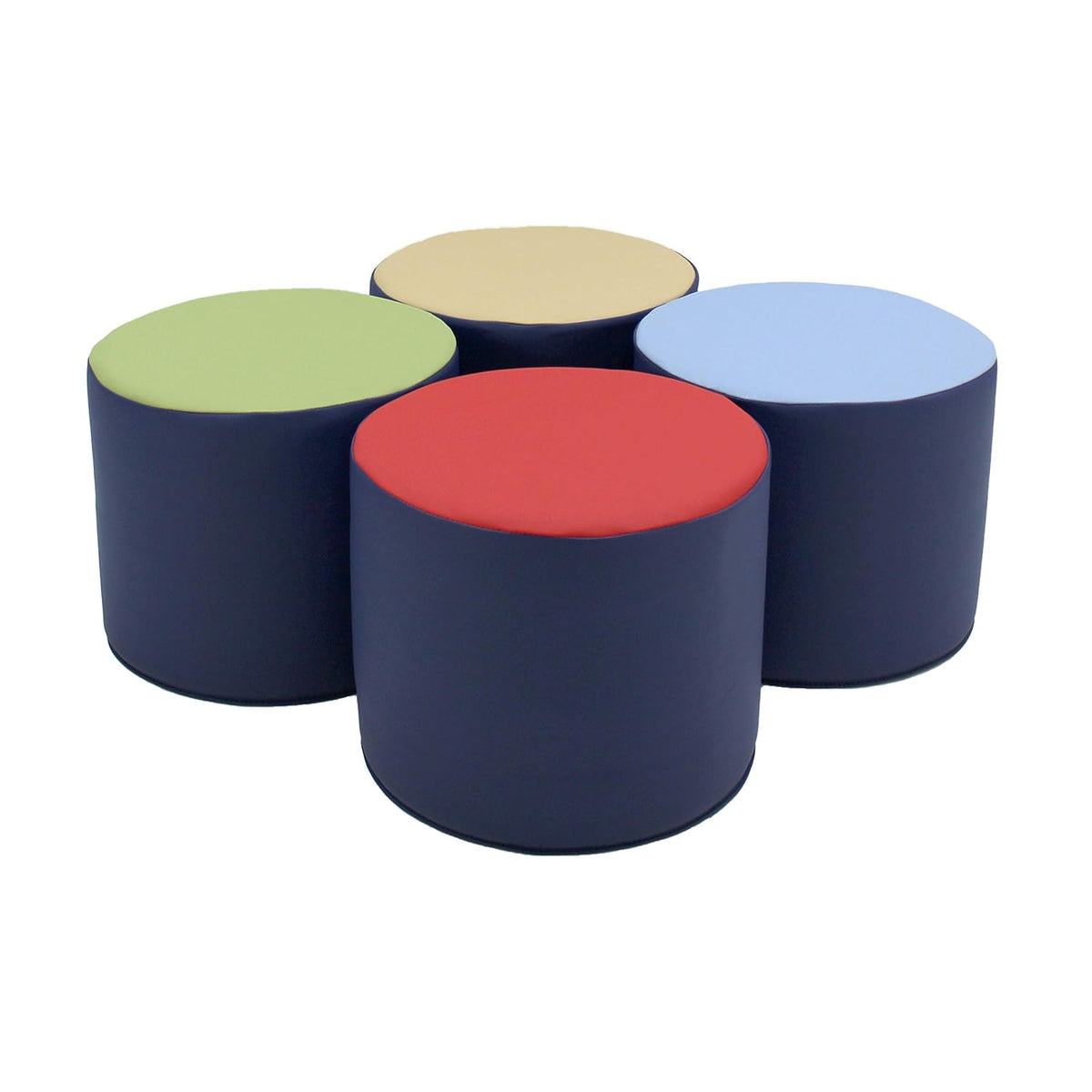 15 inch Round Two-Tone Accent Ottoman, Lightweight Foam Seating, 4-Piece V242236