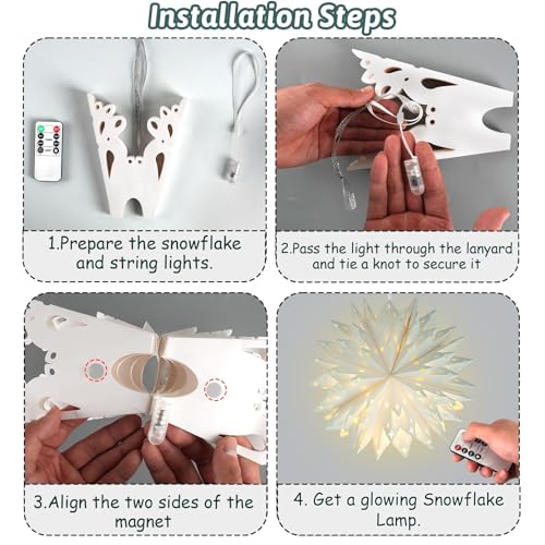 5 Pack Christmas Paper Snowflake Lanterns with LED Light D448369