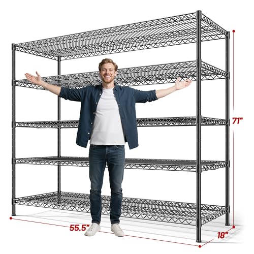55.5" W 5 Tier Metal Shelving Unit Y481246
