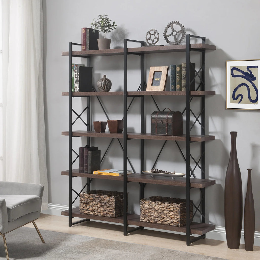 5 Tier Bookshelf with Metal Frame C334