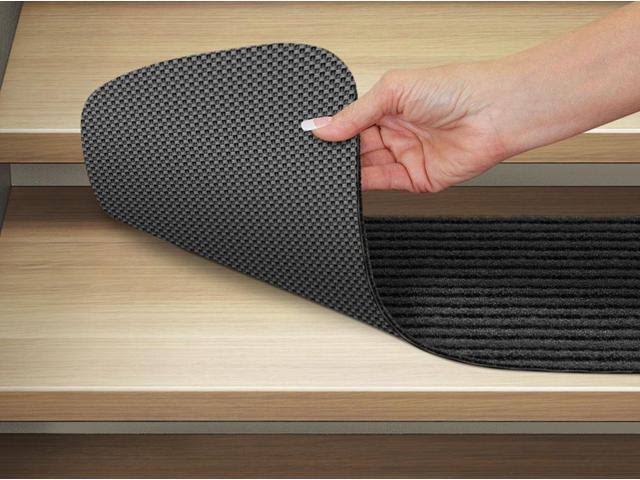 Set of 12 Skid-Resistant Carpet Stair Treads Smokey Black 8 in. x 30 in. N662